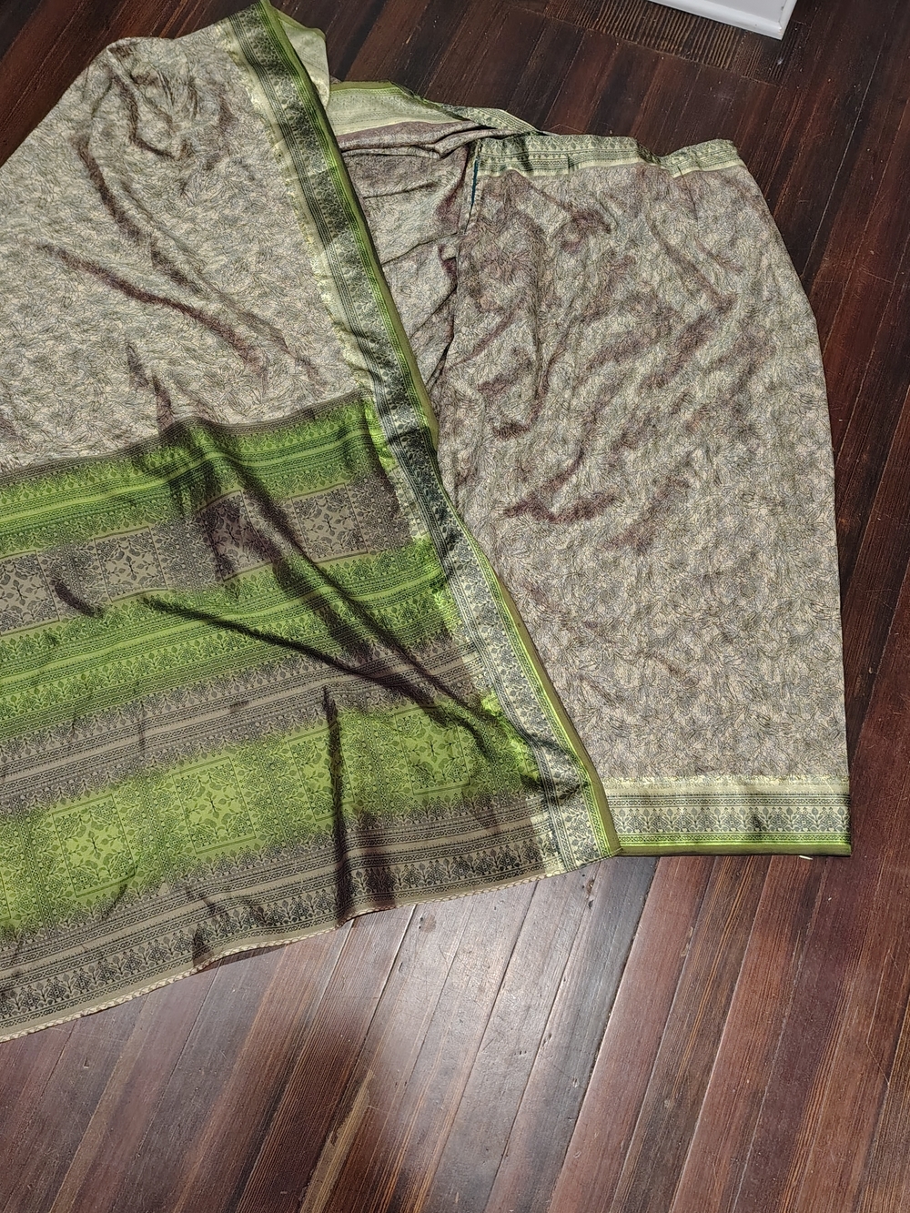 Green and Gold Woven Sari